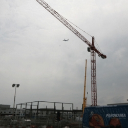 100 ton Demag erecting steel on the new terminal 2 dublin airport 