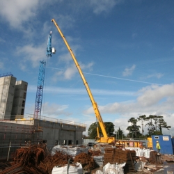 250 ton crane dismantling a tower crane in Dublin